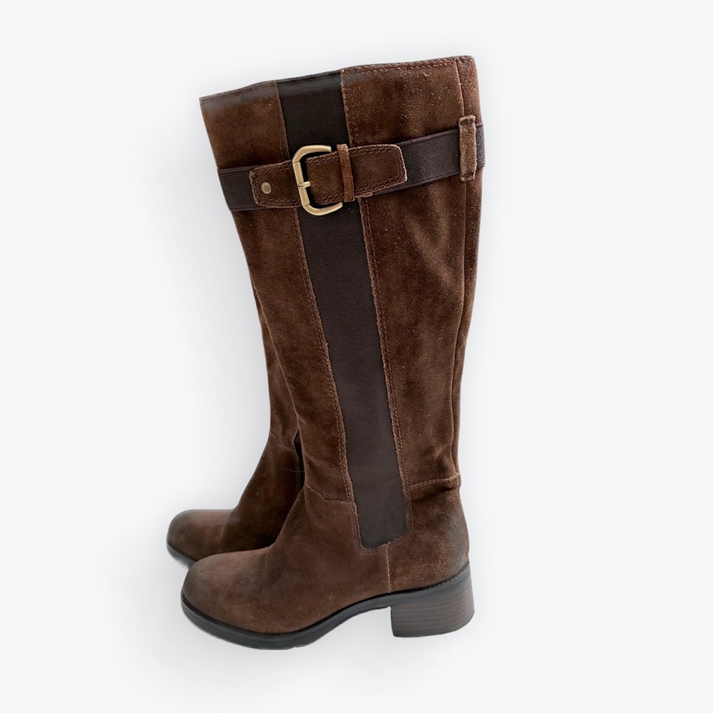 Franco Sarto Jane Suede Leather Riding Boots Brown 5 1/2